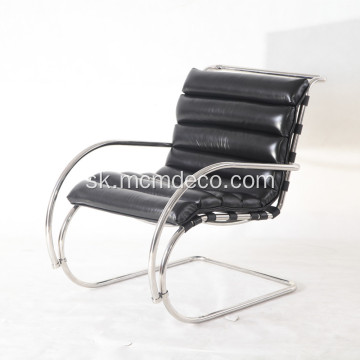 Replika modernej čiernej koženej stoličky MR Lounge
